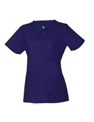 Apparel: Blossom by Maevn Womens V-Neck 3 Pocket Solid Scrub Top Small Navy/Ceil Blue - Maevn Scrubs