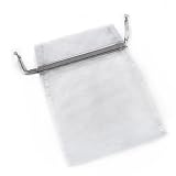 R&eacute;ticule &agrave; Cordon Organza 15x20cm - Ton Argent