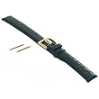 Gen Crocodile Leather Watchband Black 18mm