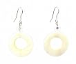 Earrings - E284 - Mother of Pearl Shell Circle with Fire Polished Bead (1") ~ Natural