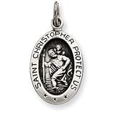 Sterling Silver Antiqued Saint Christopher Medal