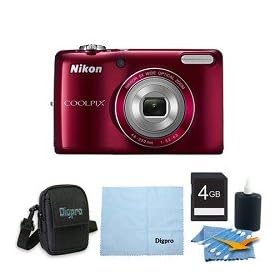 Nikon COOLPIX L26 16.1 MP 3.0-inch LCD Digital Camera 4GB Red Bundle
