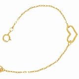 14k Yellow Gold 3 Heart Anklet- 9'