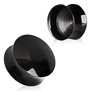 All Black Titanium Anodized Blackline Convex Hollow Saddle Plug - 5/8
