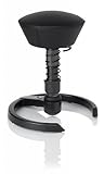 SWOPPER CLASSIC 3D-Aktiv-Bürostuhl Hocker Sitzpolster Normal, Farbe schwarz (Leder), Fussring mit Metallgleiter, Feder SMALL 40 - 80 kg, Basis Anthrazit, Federfarbe schwarz (SWOPA80SML)