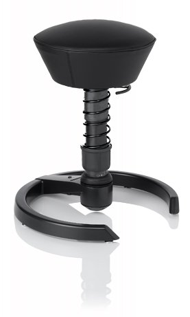 SWOPPER CLASSIC 3D-Aktiv-Bürostuhl Hocker Sitzpolster Normal, Farbe schwarz (Leder), Fussring mit Metallgleiter, Feder SMALL 40 - 80 kg, Basis Anthrazit, Federfarbe schwarz (SWOPA80SML)