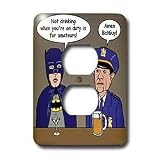Rich Diesslins Funny General Cartoons - Super Hero Parody with Batman and Chief Ohara at the bar - Light Switch Covers - 2 plug outlet cover