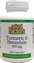 Natural Factors Turmeric and Bromelain 450 mg,  180  Capsules