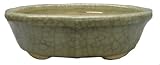  : Oval chinese bonsai planter / pot - ceramic, white crackle glaze
