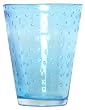 Hand Blown Glass Sea Blue Bubbles Glass Set of Four 4.75"H 12oz
