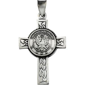 14K Two Tone Gold Us Army Cross Pendant