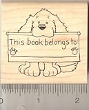 This Book Belongs To: Dog Plate Rubber Stamp - Wood Mounted