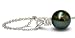 18K white gold 8mm Black Tahitian cultured pearl and diamond pendant