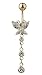 Jewelry : 14 karat gold Butterfly with Chain Belly Button Ring