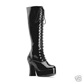 60s 70s Black Lace Platform Boots Ladies Size 8-9