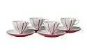 Mikasa Pure Red Fine China Espresso Cups and Saucers, Set of 4