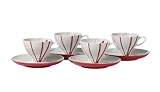 Mikasa Pure Red Fine China Espresso Cups and Saucers, Set of 4