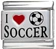 I Heart Soccer Red Heart Laser Italian Charm