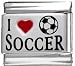 I Heart Soccer Red Heart Laser Italian Charm