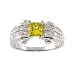 Jewelry : 0.72 ct.tw square cut yellow diamond & 0.80ct.tw diamond in 18k white gold ring