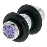 4 Gauge TANZANITE Cubic Zirconia Stainless Steel BULLET Plug