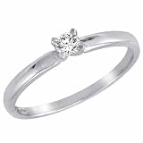 Round Diamond Solitaire Engagement Ring in Sterling Silver