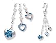 Turquoise Crystal TRIPLE HEART PURSE CHARM in Organza Bag