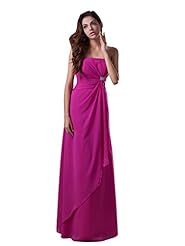 A-line Strapless Floor Length Chiffon Natural   Waistline  Lace Bridesmaid Dress  With Ruffles