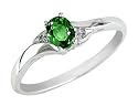 Emerald Ring with Diamonds in 10K White Gold