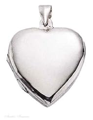Sterling Silver 18" .8mm Wide Box Chain Necklace With Large Engraveable Plain Heart Locket Pendant