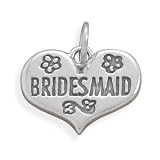 Bridesmaid Charm with Flowers Sterling Silver Wedding Gift, Made in the USA