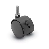 50mm Dual Wheel Nylon Furniture Caster with Brake and 5/16" x 1" Threaded Stem