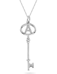 0.06 Cts Diamond Initial A Pendant in 14K White Gold