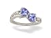 14K White Gold Genuine Heart Tanzanite and Diamond Ring - Size 8