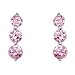 Sterling Silver 3 Stone Style Round Pink CZ Post Earrring - Past Present Future