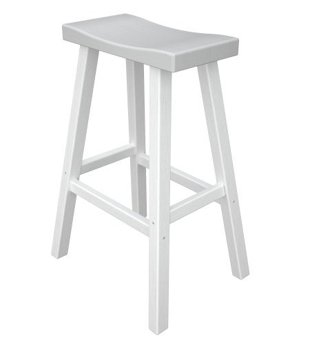 Polywood Morroco Bar Height Faux Wood Saddle Stools, Set of 2, White with Weathered White Seat Polywood Morroco Bar Height Faux Wood Saddle Stools, Set of 2, White with Weathered White Seat
