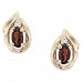 Yellow Gold Earring Studs w/ Garnet & Diamond Gems