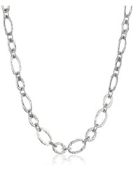 Sterling Silver Hammered Oval Necklace, 16"