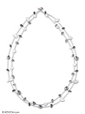Pearl and garnet necklace, 'Sea Treasures' 0.3
