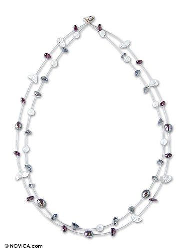 Pearl and garnet necklace 17.3 L