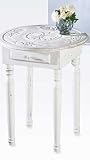 White Wood Side Occasional Table with Drawer