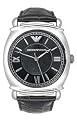 Emporio Armani Men's Black Leather-Strap Watch