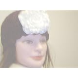 Cp155, Hand Crocheted Dark Brown Chenille Gimp Tweed Skull Cap with One White Silk Rose for Women and Teens.