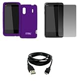 EMPIRE Purple Silicone Skin Case Cover + Screen Protector + USB Data Cable  ....