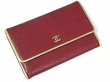 (シャネル)CHANEL CCロゴ入りホック式二つ折り中財布 A35182 7 レッドXゴールド 並行輸入品