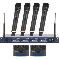 UHF-5805 Professional Rechargeable 4-Channel UHF Wireless Microphone System