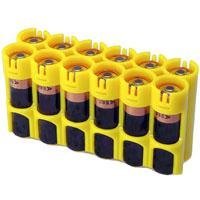 Storacell by Powerpax AA 12 Pack Battery Caddy, Yellow - Holds 12 AA Batteries