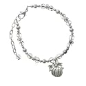 Large Antiqued Silver Pumpkin Clear Czech Glass Beaded Charm Bracelet [Jewelry]