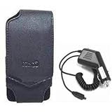 Genuine Black Leather Vertical Case for Palmone Treo 650 + Car Charger for Palmone Treo 650