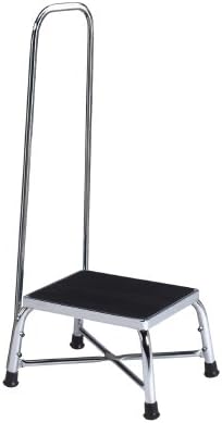 Bariatric Chrome Plated Foot Stool with Handrail ( STOOL, STEP W/HANDRAIL, BARIATRIC ) 1 Each / Each